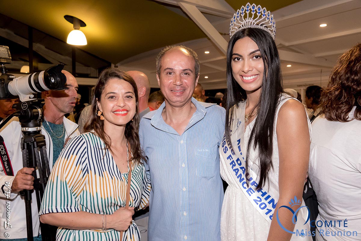 Stéphanie Bégert, responsable communication Air Austral, Bobby de Freedom, et Miss Réunion 2017